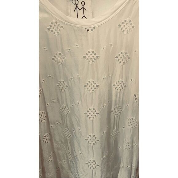 Johnny Was Pete & Greta White Silk Blend Eyelet Sleeveless Top Size S - Picture 2 of 9